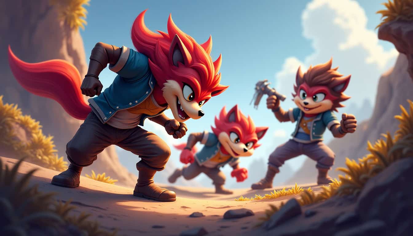 Plateau de champions Yordle avec Veigar central, Ziggs en arrière-plan et Kennen en tank, dans un environnement de combat en arène TFT