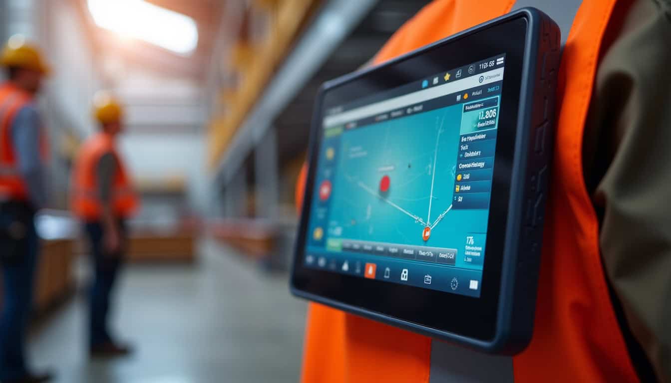 Tablette de contrôle de télémétrie pour dépanneuse véhicule, équipement professionnel.