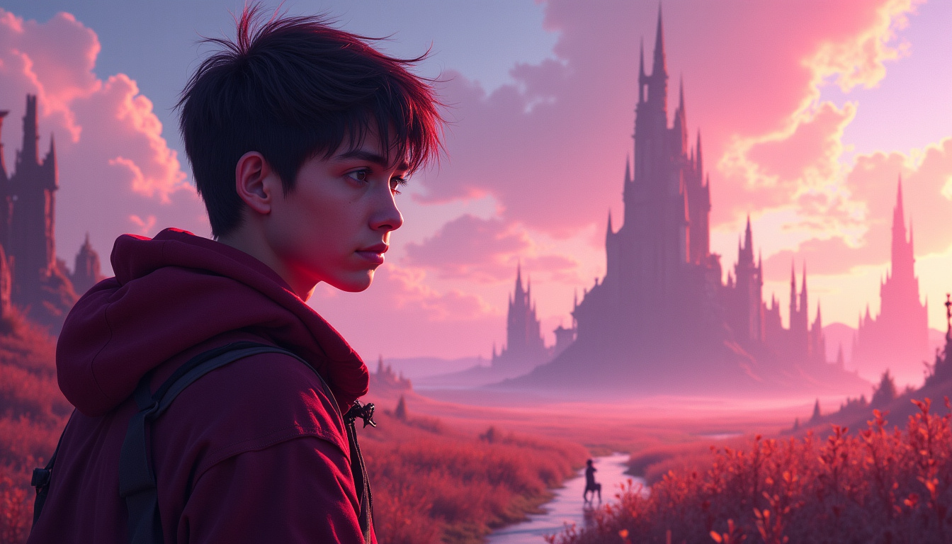 Illustration narrative de Darius jeune soldat dans les plaines de Noxus