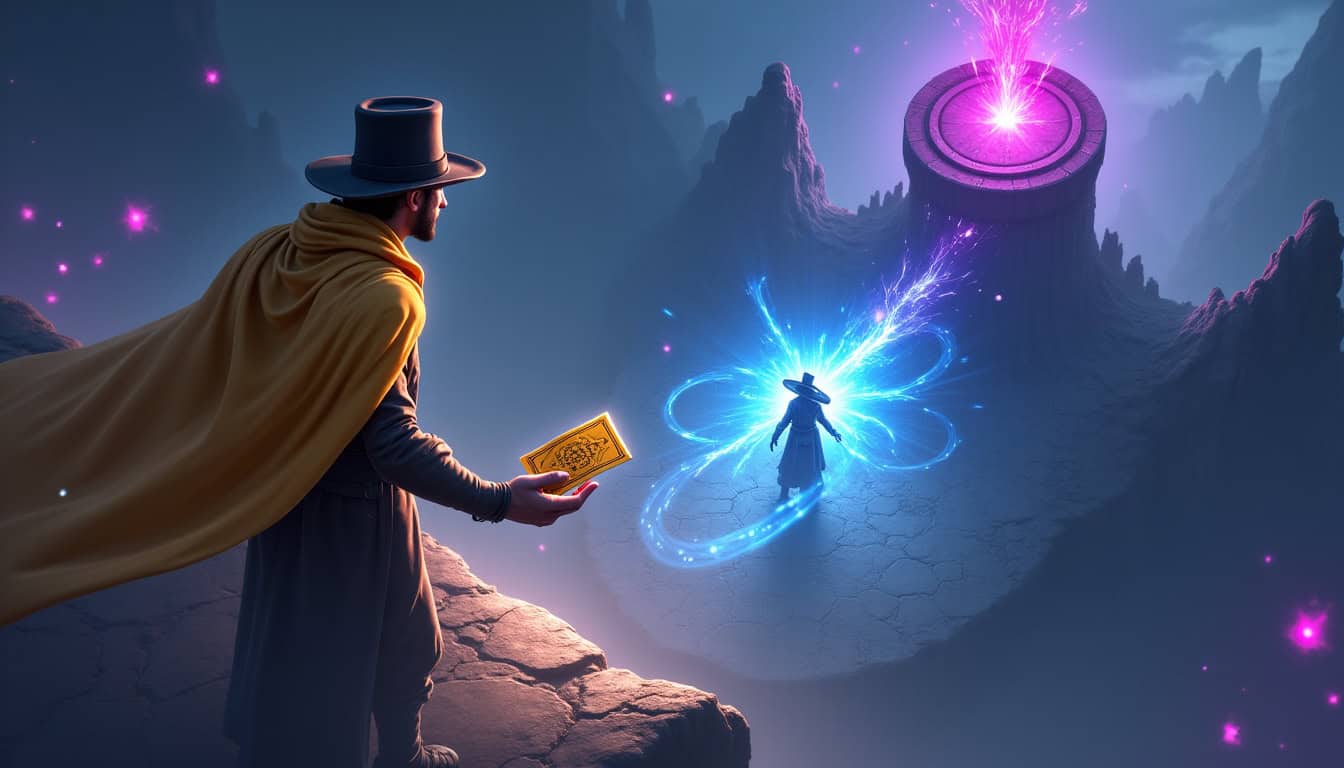Twisted Fate en phase de laning, utilisant Pari truqué contre un adversaire sur la voie du milieu