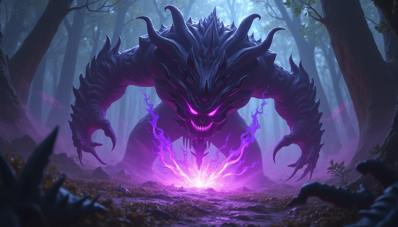 Belveth en phase early game dans la jungle, en train de clear un camp de monstres avec son Q